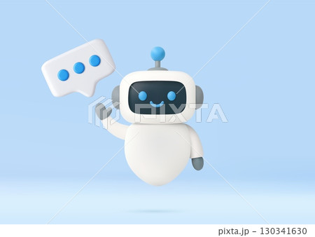 3D robot with speech bubble. 130341630