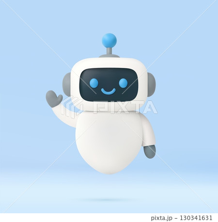 3d Happy robot. 3d ai character, chat bot. 3d Happy robot. 3d ai character, chat bot. 130341631
