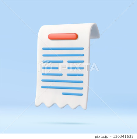 3d Paper bill of transaction receipt payment icon 3d Paper bill of transaction receipt payment icon 130341635