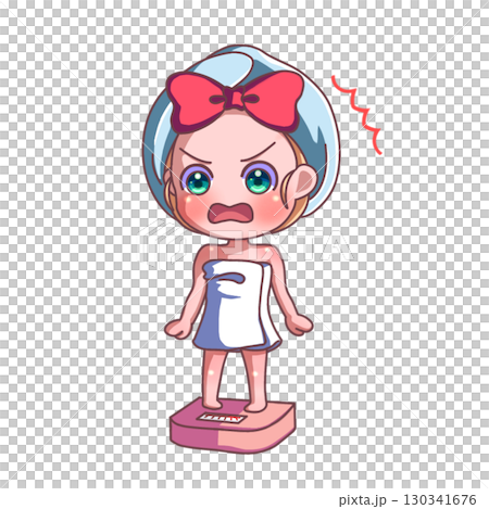 Surprised girl on a scale Surprised girl on a scale 130341676