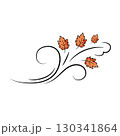 Autumn leaf wind doodle line sketch illustration. Hand drawn doodle design element. 130341864