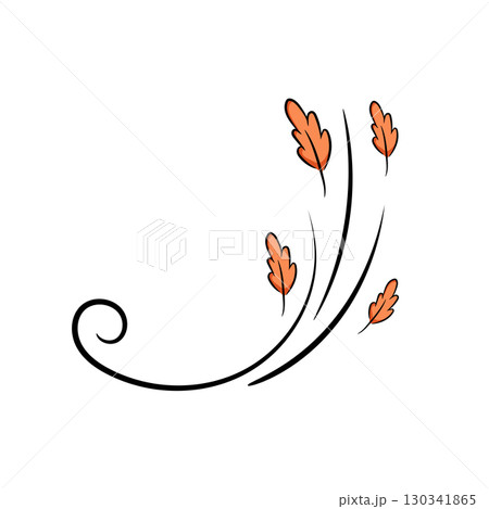 Autumn leaf wind doodle line sketch illustration. Hand drawn doodle design element. Autumn leaf wind doodle line sketch illustration. Hand drawn doodle design element. 130341865