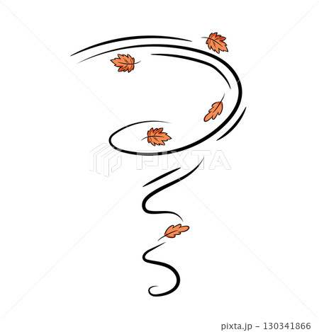 Autumn leaf wind doodle line sketch illustration. Hand drawn doodle design element. Autumn leaf wind doodle line sketch illustration. Hand drawn doodle design element. 130341866