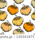 Pumpkin seamless pattern. Hand-drawn sketch style. Vector white background. Print for paper, packaging, fabric. 130341875