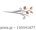 Autumn leaf wind doodle line sketch illustration. Hand drawn doodle design element. 130341877