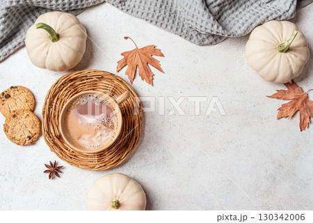 Autumn concept design with cooffee drink 130342006