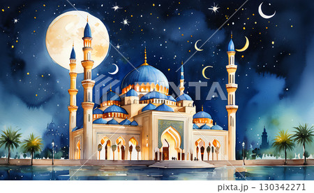mosque background with ornament 130342271