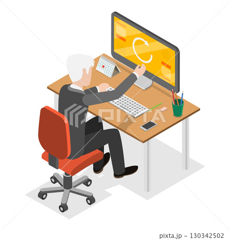 3D Isometric Flat Vector Illustration of Software Update , System Maintenance. Item 2 130342502