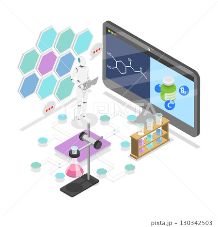 3D Isometric Flat Vector Illustration of AI and Science Research, Artificial Intelligence Technology Revolution and Development. Item 2 3D Isometric Flat Vector Illustration of AI and Science Research, Artificial Intelligence Technology Revolution and Development. Item 2 130342503