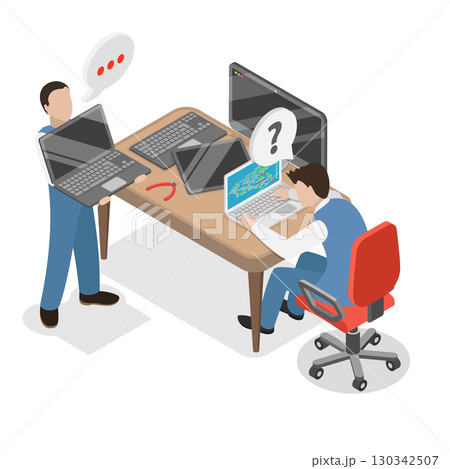 3D Isometric Flat Vector Illustration of Repair Services, Maintenance Workers. Item 3 3D Isometric Flat Vector Illustration of Repair Services, Maintenance Workers. Item 3 130342507