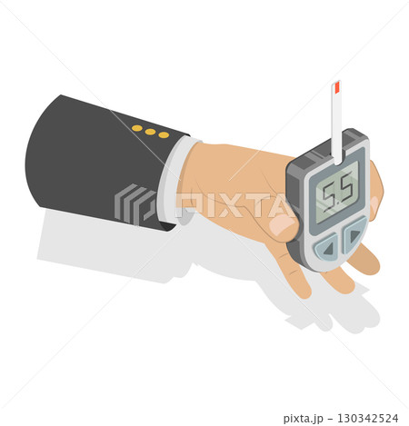 3D Isometric Flat Vector Illustration of Diabetes Management , Monitoring Blood Sugar Level. Item 1 130342524