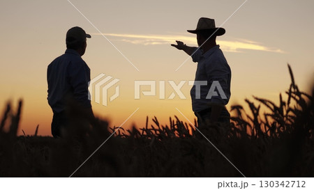 farmer sealing business deal wheat field sunset, Agricultural partnership handshake amid bountiful harvest, Rural business collaboration heart wheat field, Harvest time agreement between farmers under farmer sealing business deal wheat field sunset, Agricultural partnership handshake amid bountiful harvest, Rural business collaboration heart wheat field, Harvest time agreement between farmers under 130342712