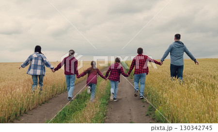 agriculture, children running for boys and girls, Team of children and parents enjoying pasture walk, Laughing kids and family play in field, Exciting outdoor game with boys and girls, Parents leading agriculture, children running for boys and girls, Team of children and parents enjoying pasture walk, Laughing kids and family play in field, Exciting outdoor game with boys and girls, Parents leading 130342745
