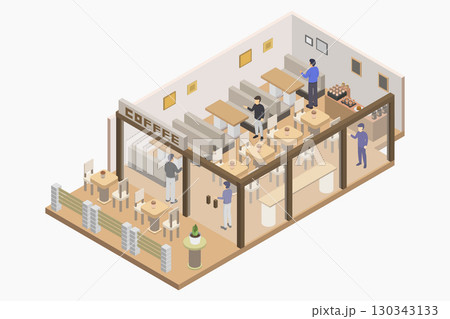 Isometric cafe room Isometric cafe room 130343133