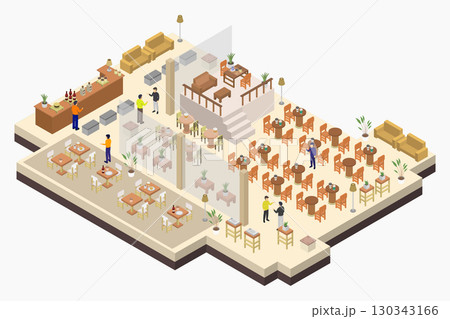 Isometric cafe room Isometric cafe room 130343166