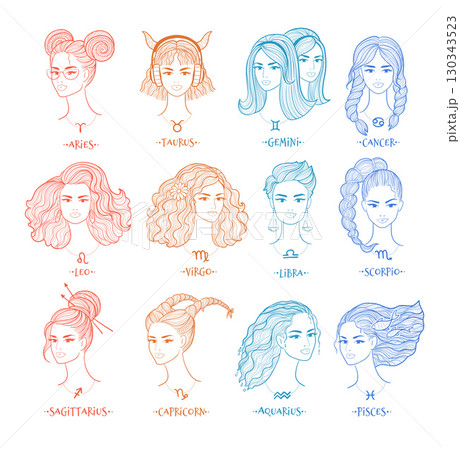 Zodiac signs as female portraits 130343523