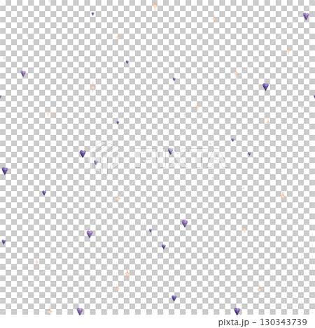 Seamless pattern with hand-drawn watercolor featuring yellow orange stars and purple hearts. This charming design repeats beautifully, adding a playful touch to any project. For children's design 130343739