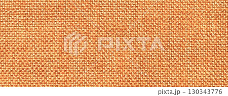 Orange woven textile macro texture background. Knitted amber fabric pattern for material design and backdrop 130343776