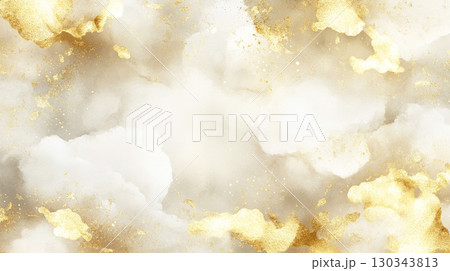 金箔とベージュの水彩のテクスチャ 130343813