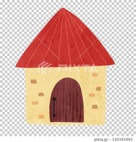 赤い屋根のお家 水彩風手描きイラスト 赤い屋根のお家 水彩風手描きイラスト 130343993