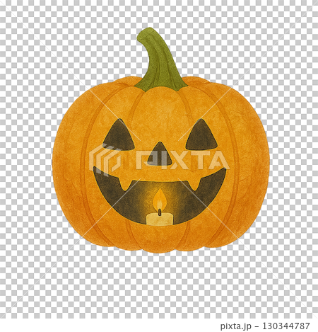 點燃的蠟燭南瓜燈的插圖 130344787