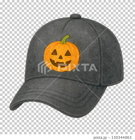 ジャックオーランタン柄のハロウィンキャップイラスト 130344863