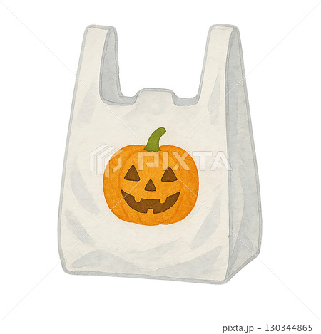 ジャックオーランタン柄のハロウィンレジ袋イラスト 130344865