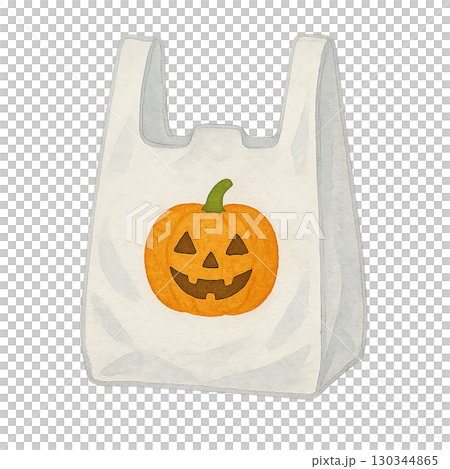 ジャックオーランタン柄のハロウィンレジ袋イラスト 130344865