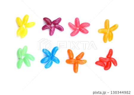 colorful jelly beans isolated on white background. colorful jelly beans isolated on white background. 130344982