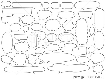 色々な形のふきだしセット（線画＋下地） 130345068