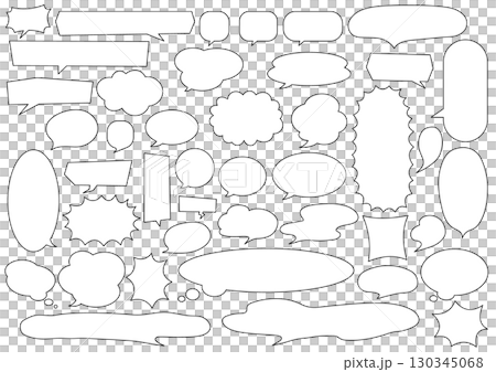色々な形のふきだしセット（線画＋下地） 130345068