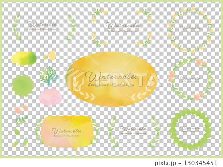 春のかわいい水彩フレームセット 130345451