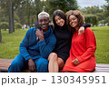 Multi-ethnic group people teenage friends. African 130345951