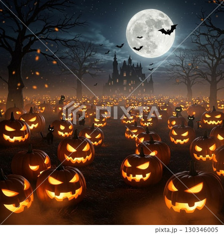 ハロウィンのかぼちゃとお化けかぼちゃのあるハロウィーン 130346005
