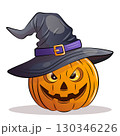 Vector pumpkin in a witch hat for Halloween on a white background 130346226