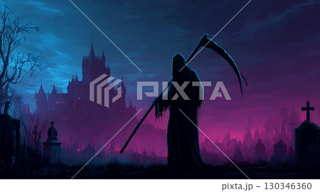 死神　ハロウィーン　イラスト 130346360