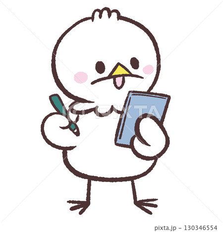 メモを取る白い鳥のイラスト 130346554