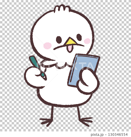 一隻白鳥做筆記的插圖 130346554