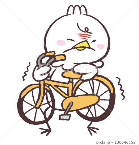 自転車を持ち上げる白い鳥のイラスト 130346558