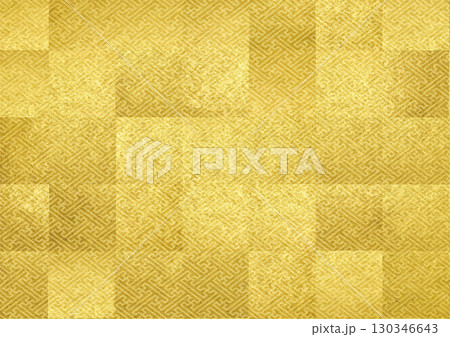 和の背景素材。金色の和紙に日本の伝統的な和柄のテクスチャ。お正月、お歳暮、年賀状素材 和の背景素材。金色の和紙に日本の伝統的な和柄のテクスチャ。お正月、お歳暮、年賀状素材 130346643