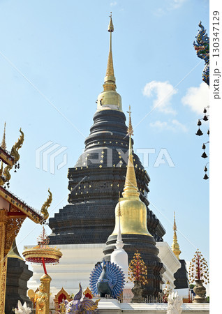 The Great Stupa of the Twelve Zodiac Signs reflects the beliefs of the twelve zodiac signs in the Lanna style in the most beautiful and realistic way at Wat Den Sali Si Mueang Kaen. At Thailand. The Great Stupa of the Twelve Zodiac Signs reflects the beliefs of the twelve zodiac signs in the Lanna style in the most beautiful and realistic way at Wat Den Sali Si Mueang Kaen. At Thailand. 130347129