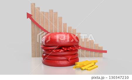 The Red Hamberger on white background  for food or health concept 3d Rendering. 130347210