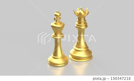 The Gold King and Queen on white Background  3d Rendering. 130347218