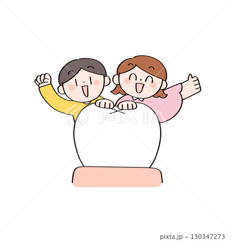 子供と歯のケアのイラスト 130347273