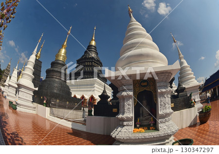 The Great Stupa of the Twelve Zodiac Signs reflects the beliefs of the twelve zodiac signs in the Lanna style in the most beautiful and realistic way at Wat Den Sali Si Mueang Kaen. At Thailand. The Great Stupa of the Twelve Zodiac Signs reflects the beliefs of the twelve zodiac signs in the Lanna style in the most beautiful and realistic way at Wat Den Sali Si Mueang Kaen. At Thailand. 130347297