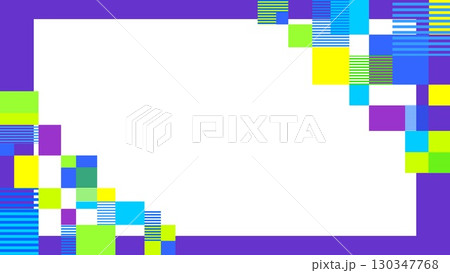 幾何学模様　フレーム　ホワイトスペース　四角形　ボーダー　パープル 130347768