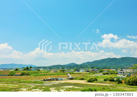 宮城県 夏の青空と田舎風景 宮城県 夏の青空と田舎風景 130347801