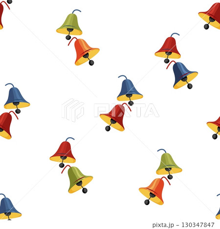 Seamless school bell pattern on white background 130347847