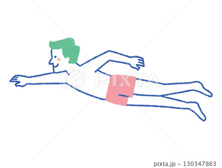 リフレッシュのために泳ぐ男性_色 リフレッシュのために泳ぐ男性_色 130347863