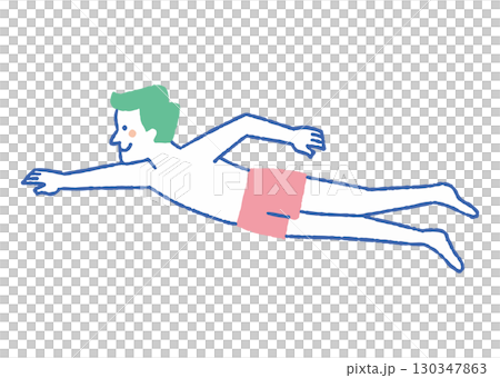 リフレッシュのために泳ぐ男性_色 リフレッシュのために泳ぐ男性_色 130347863